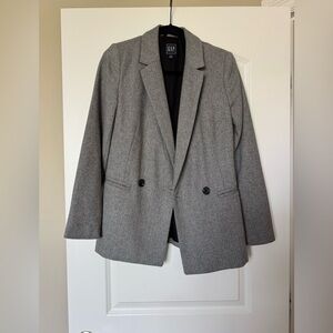 GAP Women's Charcoal Blazer wool herringbone
